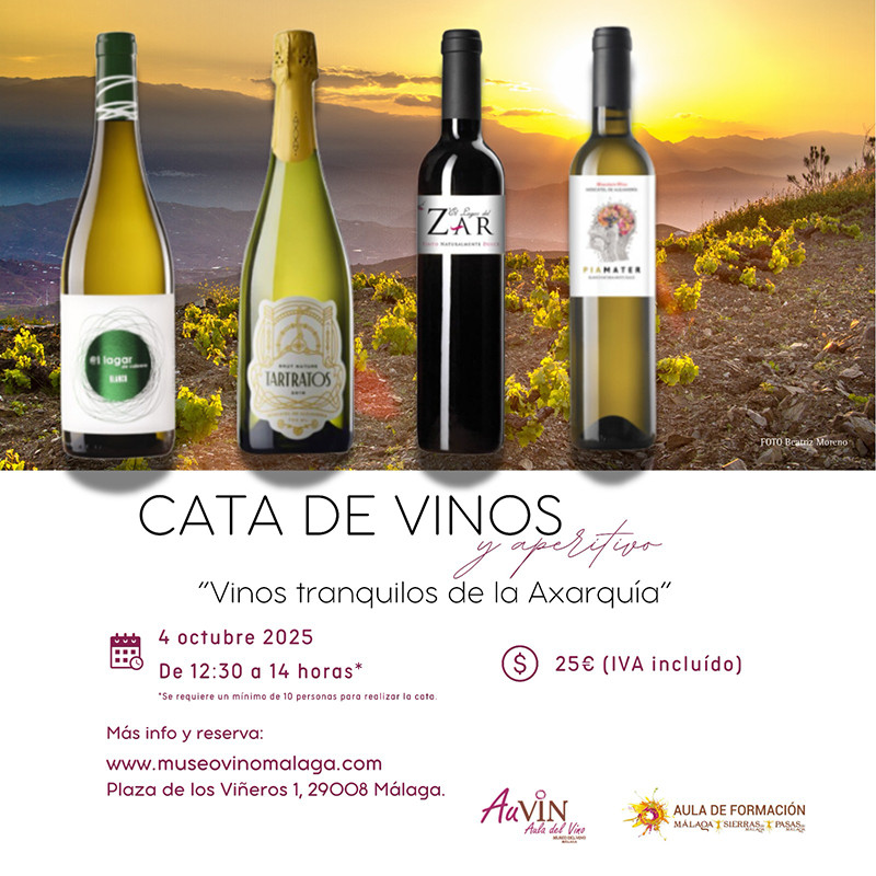 Cata de vinos y aperitivo en Málaga: “Vinos tranquilos de la Axarquía”